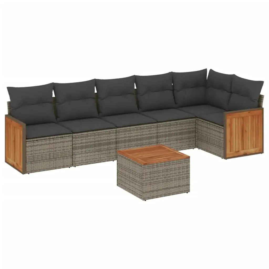 Set Divani da Giardino 7 pz con Cuscini Grigio in Polyrattan - homemem39