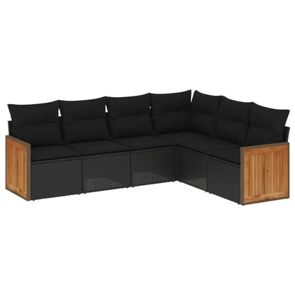 Set Divano da Giardino 6 pz con Cuscini Nero in Polyrattan - homemem39