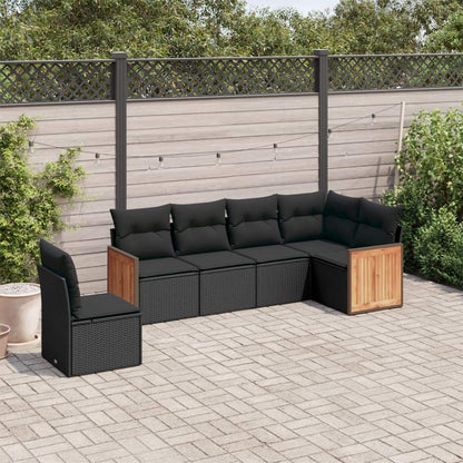 Set Divano da Giardino 6 pz con Cuscini Nero in Polyrattan - homemem39