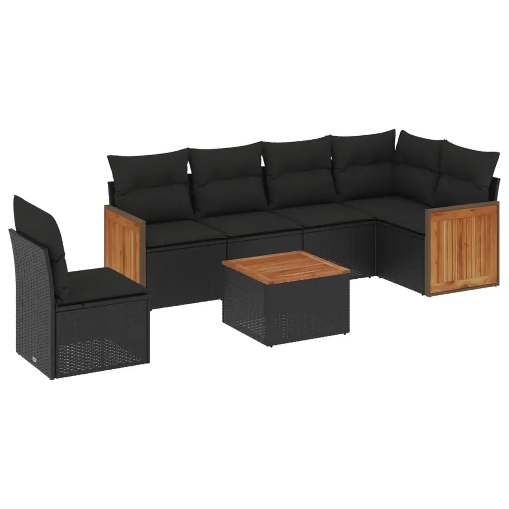 Set Divani da Giardino con Cuscini 7pz Nero Polyrattan - homemem39