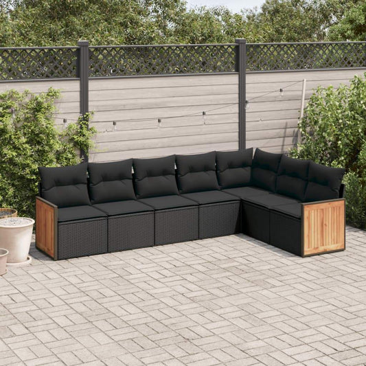 Set Divani da Giardino con Cuscini 7pz Nero Polyrattan - homemem39