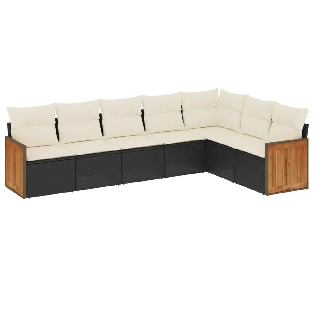 Set Divani da Giardino con Cuscini 7pz Nero Polyrattan - homemem39