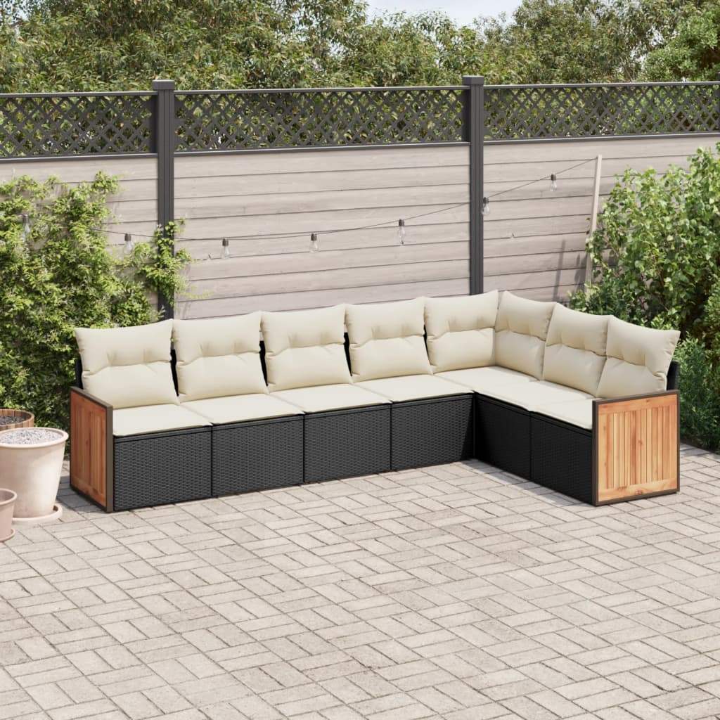 Set Divani da Giardino con Cuscini 7pz Nero Polyrattan - homemem39