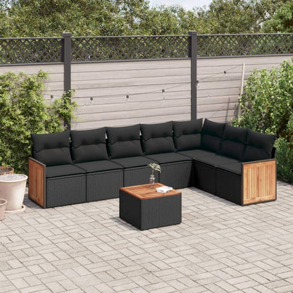 Set Divani da Giardino con Cuscini 8 pz Nero in Polyrattan - homemem39