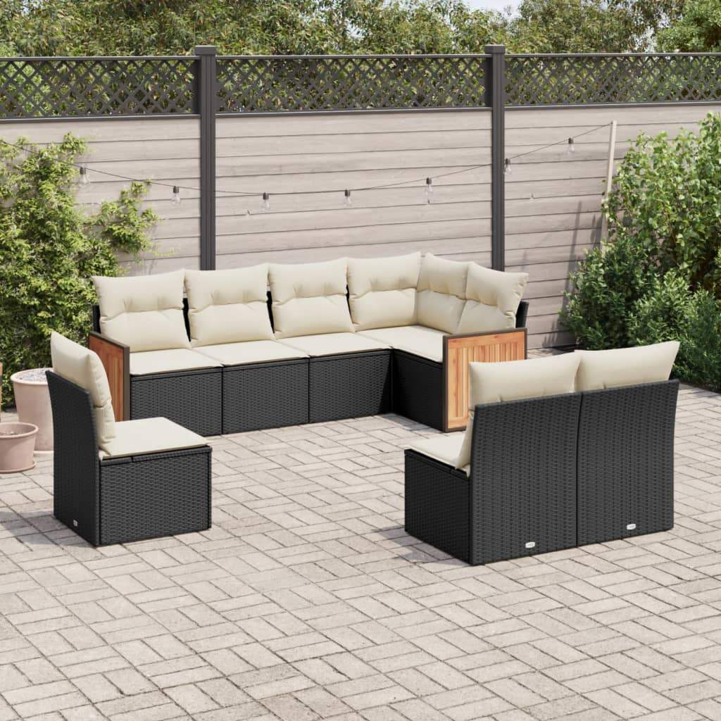 Set Divani da Giardino con Cuscini 8 pz Nero in Polyrattan - homemem39