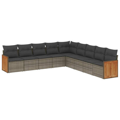 Set Divano da Giardino 9 pz con Cuscini Grigio in Polyrattan - homemem39