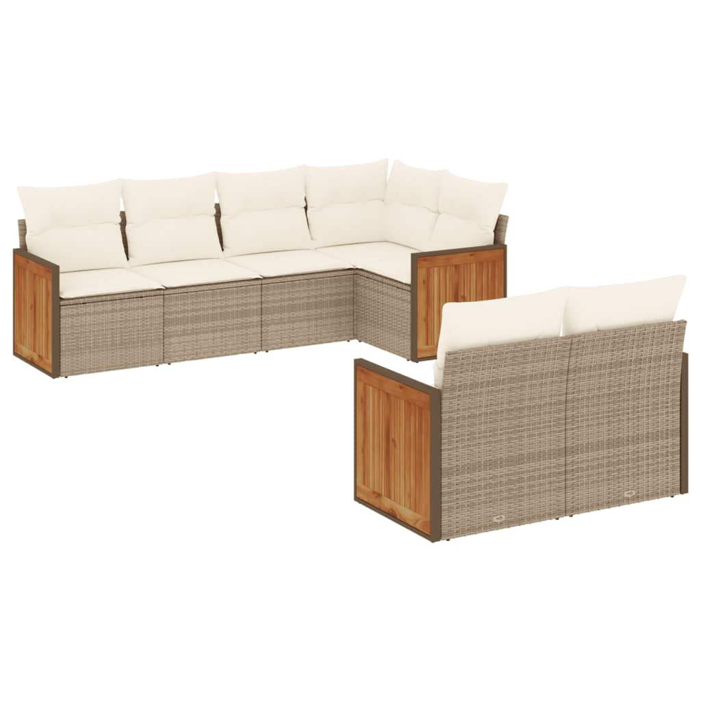 Set Divani da Giardino 7 pz con Cuscini Beige in Polyrattan - homemem39