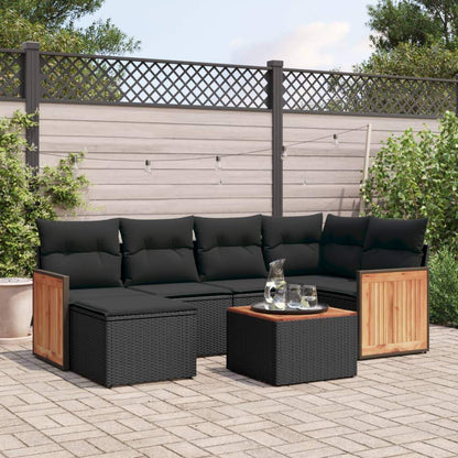Set Divani da Giardino con Cuscini 7pz Nero Polyrattan - homemem39