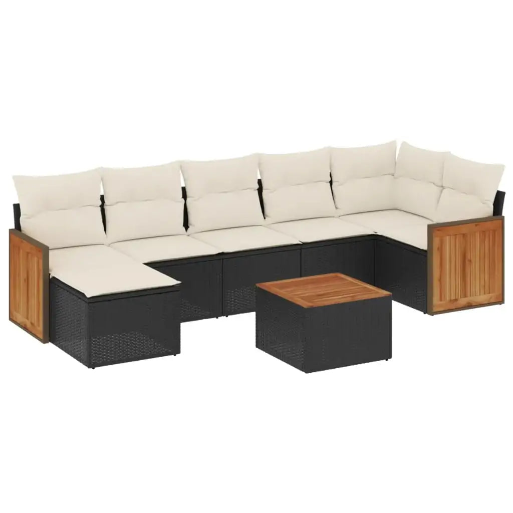 Set Divani da Giardino con Cuscini 8 pz Nero in Polyrattan - homemem39
