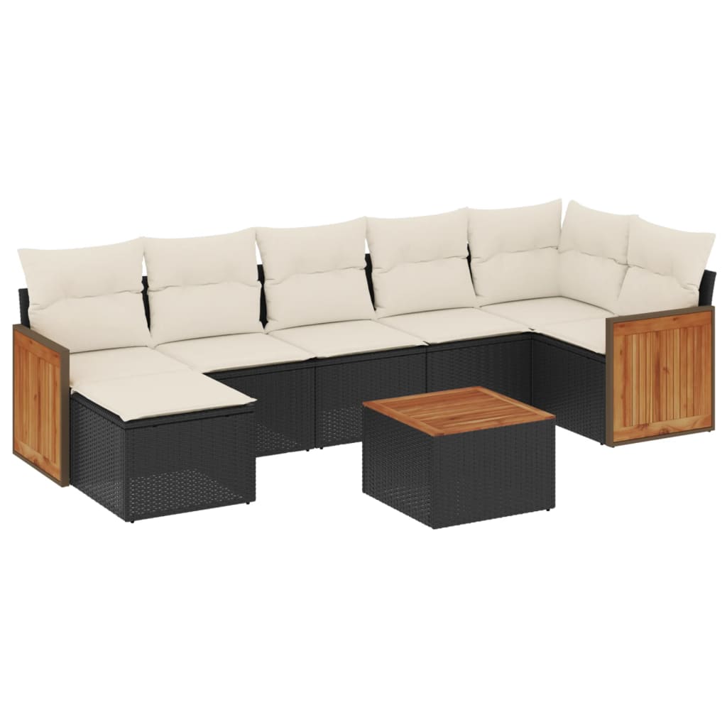 Set Divani da Giardino con Cuscini 8 pz Nero in Polyrattan