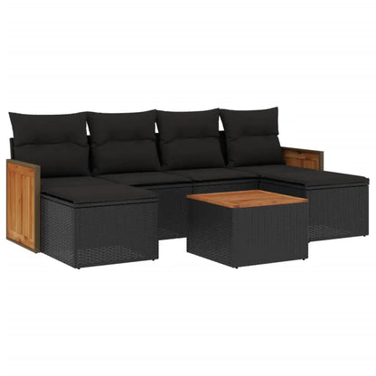 Set Divani da Giardino con Cuscini 7pz Nero Polyrattan - homemem39
