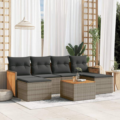 Set Divani da Giardino 7 pz con Cuscini Grigio in Polyrattan - homemem39