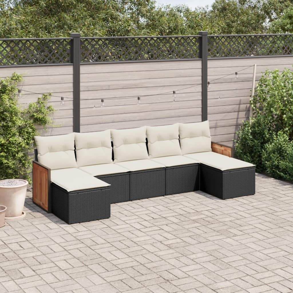 Set Divani da Giardino con Cuscini 7pz Nero Polyrattan - homemem39