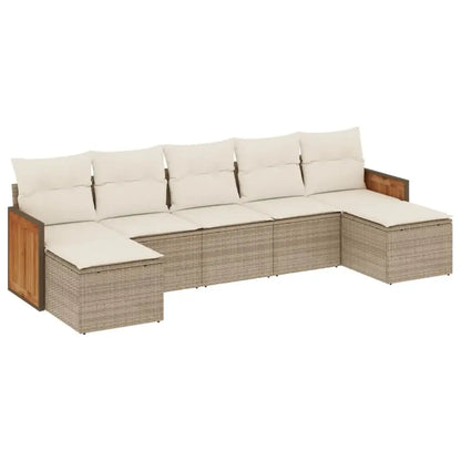 Set Divani da Giardino 7 pz con Cuscini Beige in Polyrattan - homemem39