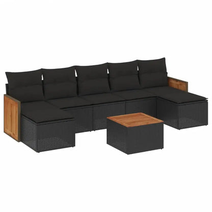 Set Divani da Giardino con Cuscini 8 pz Nero in Polyrattan - homemem39