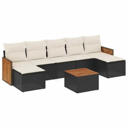 Set Divani da Giardino con Cuscini 8 pz Nero in Polyrattan - homemem39