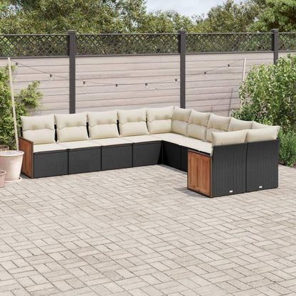 Set Divani da Giardino 10pz con Cuscini in Polyrattan Nero - homemem39