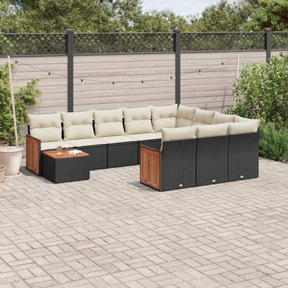Set Divani da Giardino 11 pz con Cuscini in Polyrattan Nero - homemem39