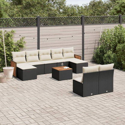 Set Divani da Giardino 10pz con Cuscini in Polyrattan Nero - homemem39