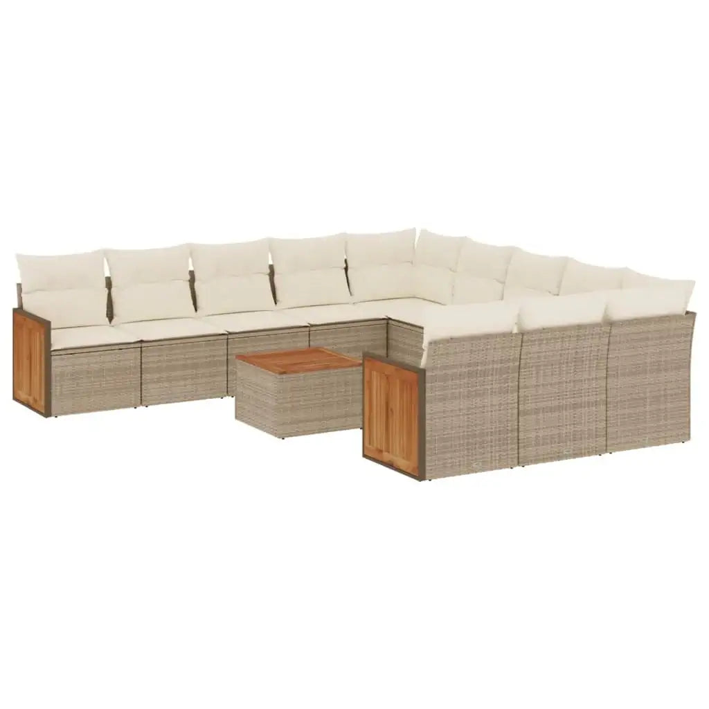 Set Divani da Giardino 12 pz con Cuscini Beige in Polyrattan - homemem39