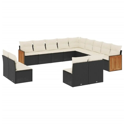 Set Divani da Giardino 13pz con Cuscini Nero in Polyrattan - homemem39