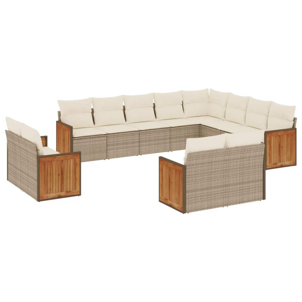 Set Divani da Giardino 12 pz con Cuscini Beige in Polyrattan - homemem39