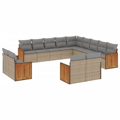 Set Divano da Giardino 13 pz con Cuscini Beige in Polyrattan | homemem39