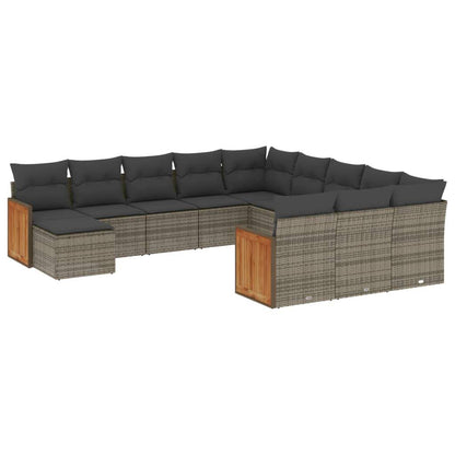 Set Divani da Giardino 12 pz con Cuscini Grigio in Polyrattan - homemem39