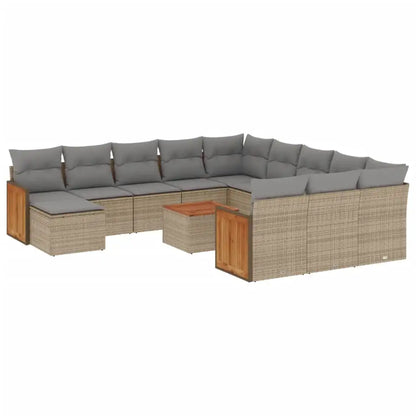 Set Divano da Giardino 13 pz con Cuscini Beige in Polyrattan - homemem39