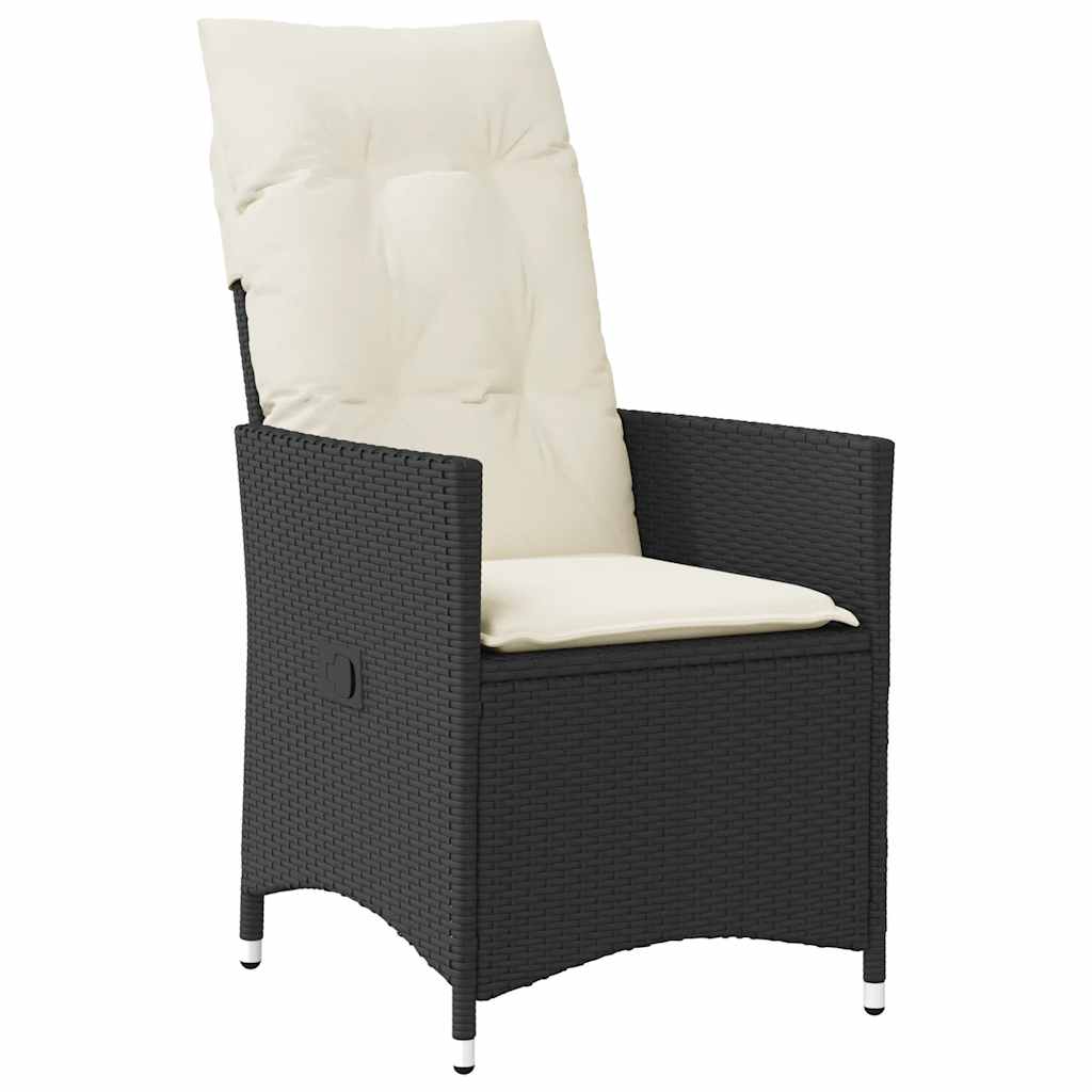 Set da Pranzo da Giardino 9 pz con Cuscini Nero in Polyrattan | homemem39