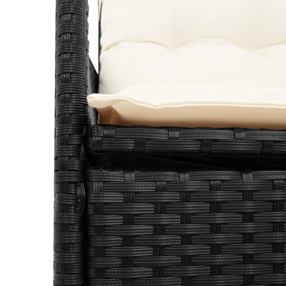 Set da Pranzo da Giardino 7 pz Nero con Cuscini in Polyrattan