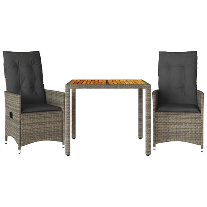 Set da Bistrò 3 pz con Cuscini Grigio in Polyrattan | homemem39