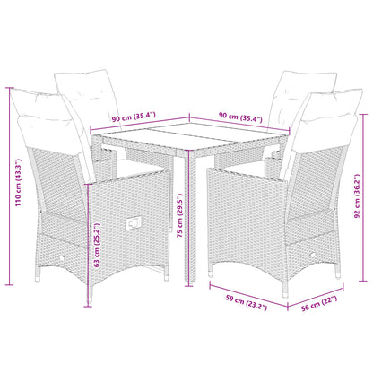 Set da Pranzo da Giardino 5 pz con Cuscini in Polyrattan Grigio | homemem39