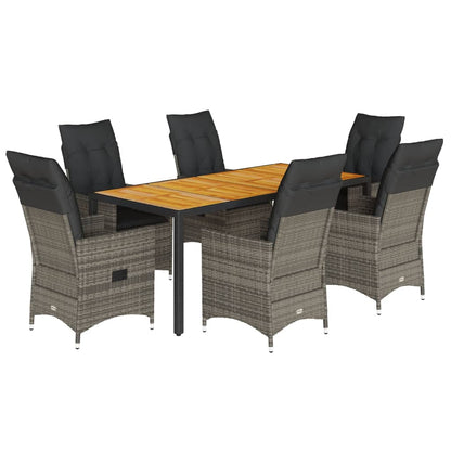 Set da Pranzo da Giardino 7 pz con Cuscini in Polyrattan Grigio | homemem39