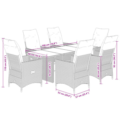 Set da Pranzo da Giardino 7 pz con Cuscini in Polyrattan Grigio | homemem39