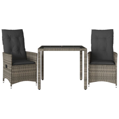 Set da Bistrò 3 pz con Cuscini Grigio in Polyrattan | homemem39