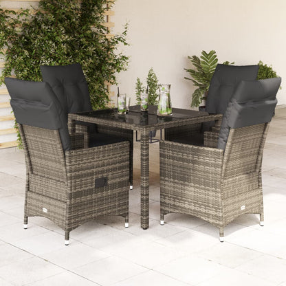 Set da Pranzo da Giardino 5 pz con Cuscini in Polyrattan Grigio | homemem39
