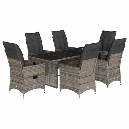 Set da Pranzo da Giardino 7 pz con Cuscini in Polyrattan Grigio | homemem39