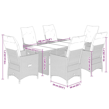 Set da Pranzo da Giardino 7 pz con Cuscini in Polyrattan Grigio | homemem39