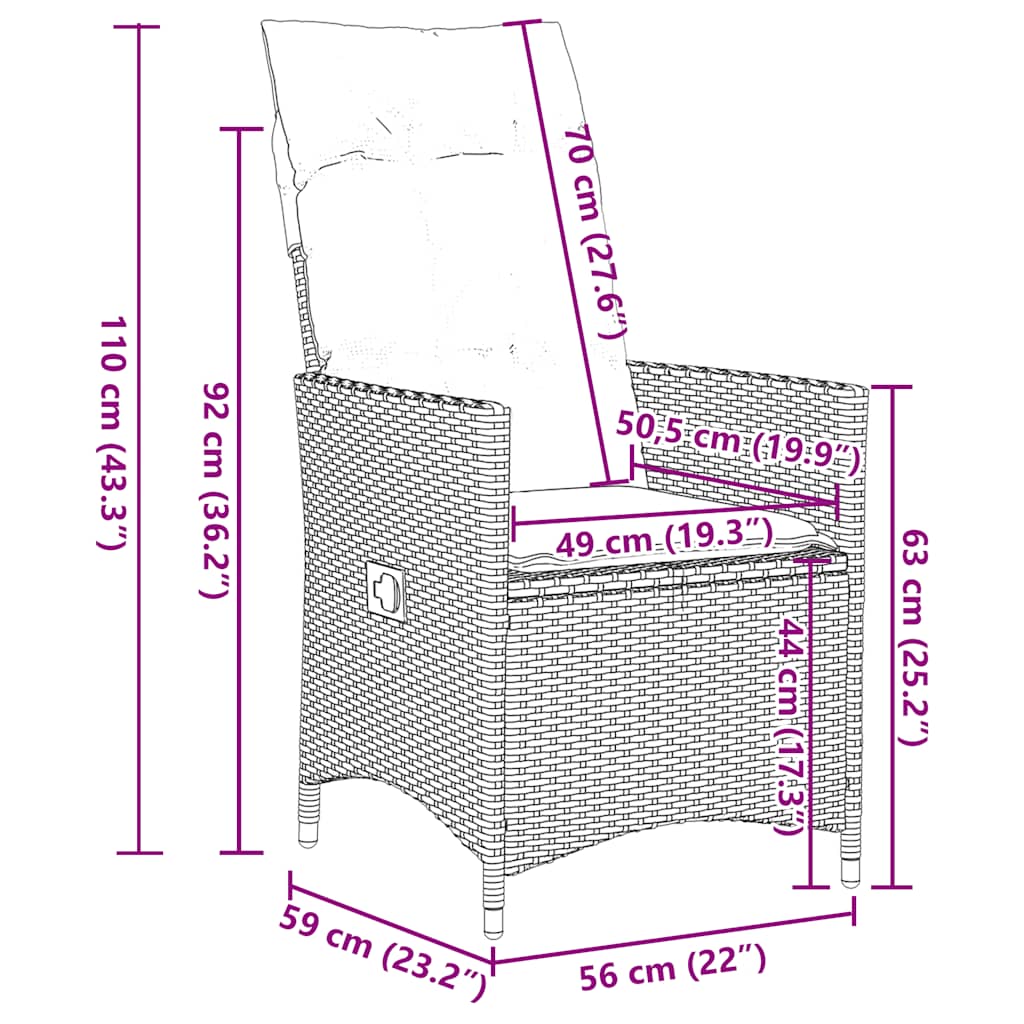 Set da Pranzo da Giardino 7 pz con Cuscini in Polyrattan Grigio | homemem39