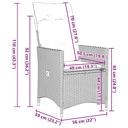 Set da Pranzo da Giardino 7pz con Cuscini in Polyrattan Marrone | homemem39