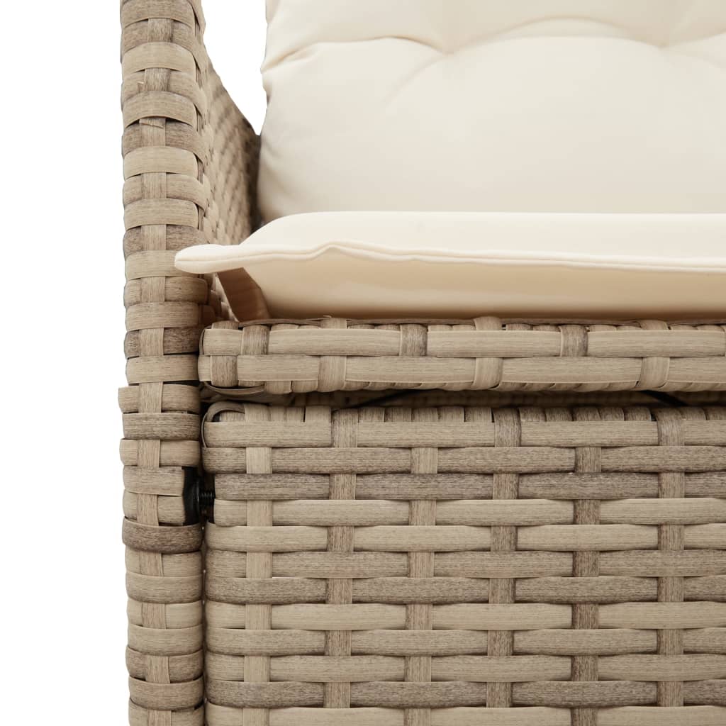 Set da Pranzo da Giardino 7 pz con Cuscini Beige in Polyrattan - homemem39
