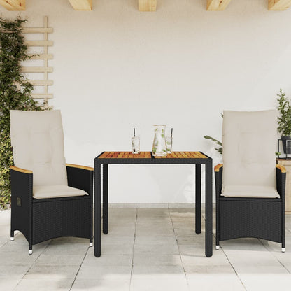 Set da Bistrò 3 pz con Cuscini Nero in Polyrattan - homemem39