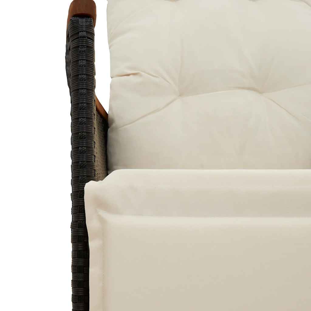 Set da Pranzo da Giardino 9 pz con Cuscini Nero in Polyrattan | homemem39