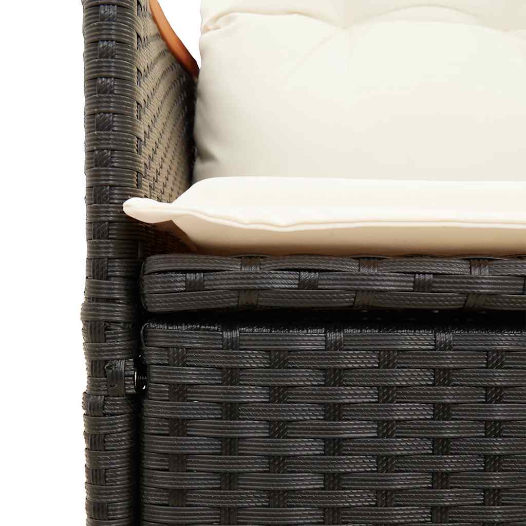 Set da Pranzo da Giardino 9 pz con Cuscini Nero in Polyrattan | homemem39