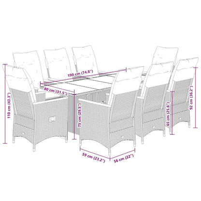 Set da Pranzo da Giardino 7 pz Nero con Cuscini in Polyrattan | homemem39