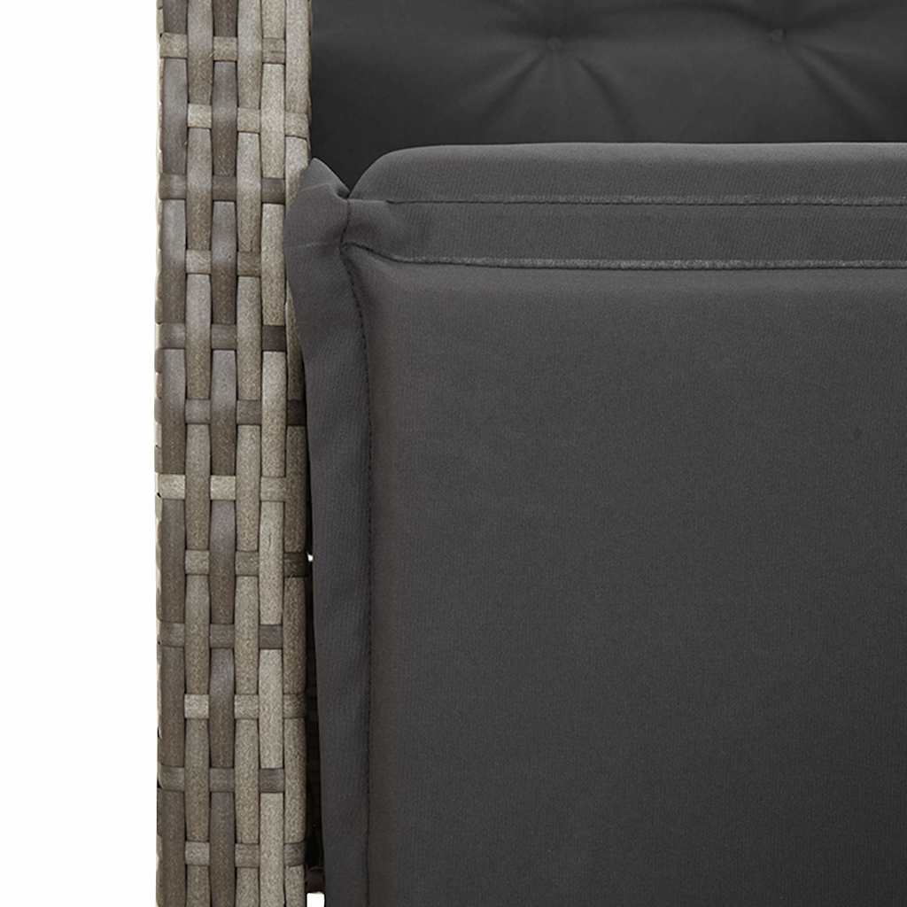 Set Bistrò da Giardino 9 pz con Cuscini in Polyrattan Grigio | homemem39