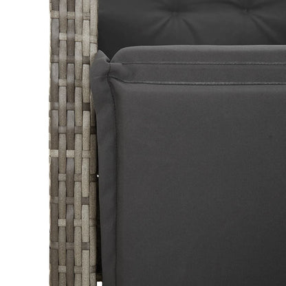 Set Bistrò da Giardino 3 pz con Cuscini in Polyrattan Grigio - homemem39
