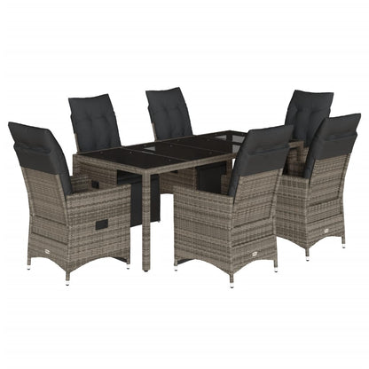 Set Bistrò da Giardino 7 pz con Cuscini in Polyrattan Grigio | homemem39