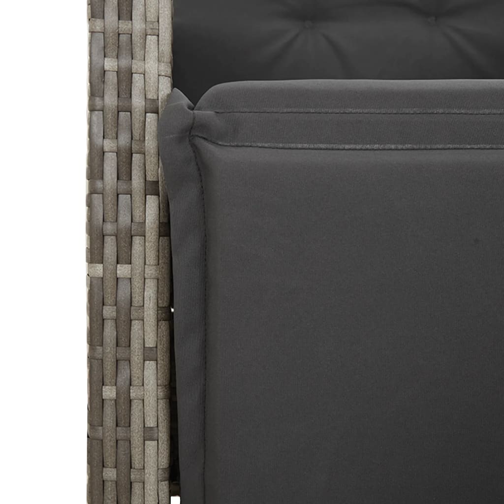 Set Bistrò da Giardino 7 pz con Cuscini in Polyrattan Grigio - homemem39